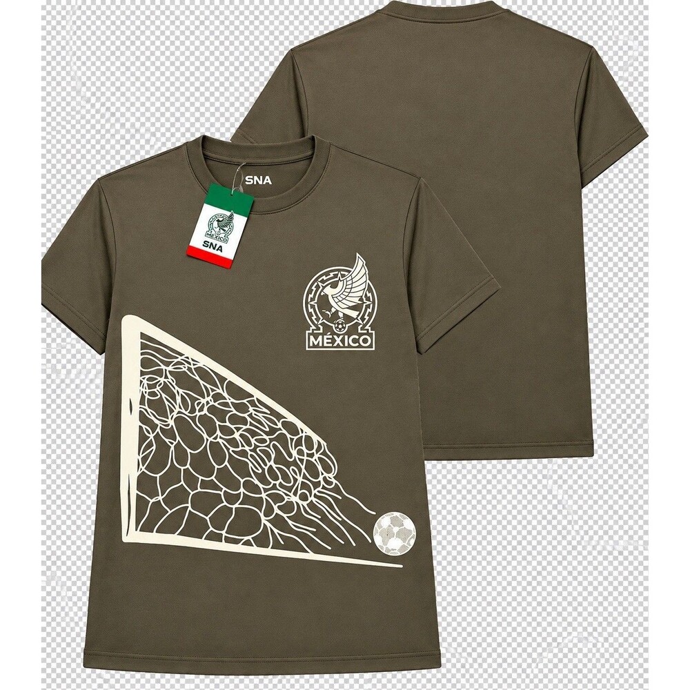 NWT SNM Mexico National Team T-Shirt Men Olive Green New Graphic Soccer Tee